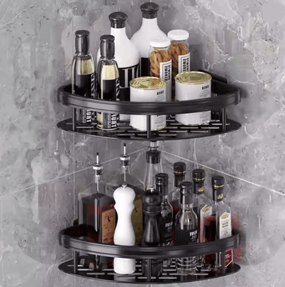 AquaSpace No Drill Bathroom Corner Shelf – Space Saving Wall Mounted Shower Organizer