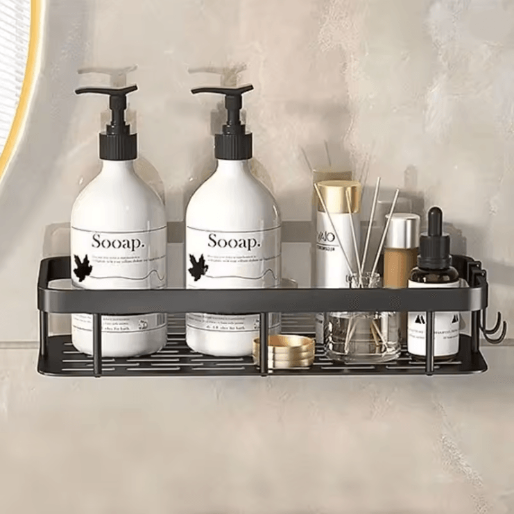 AquaSpace No Drill Bathroom Corner Shelf – Space Saving Wall Mounted Shower Organizer