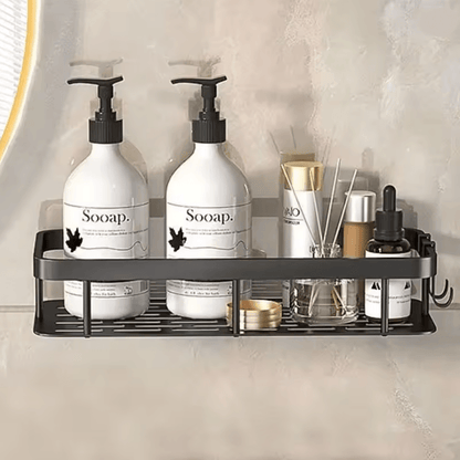 AquaSpace No Drill Bathroom Corner Shelf – Space Saving Wall Mounted Shower Organizer