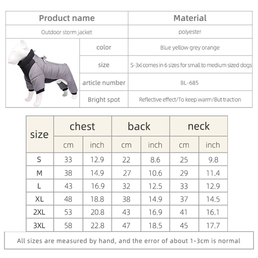 Winter Warm Waterproof Dog Jacket for Small and Medium Breeds