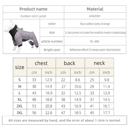 Winter Warm Waterproof Dog Jacket for Small and Medium Breeds