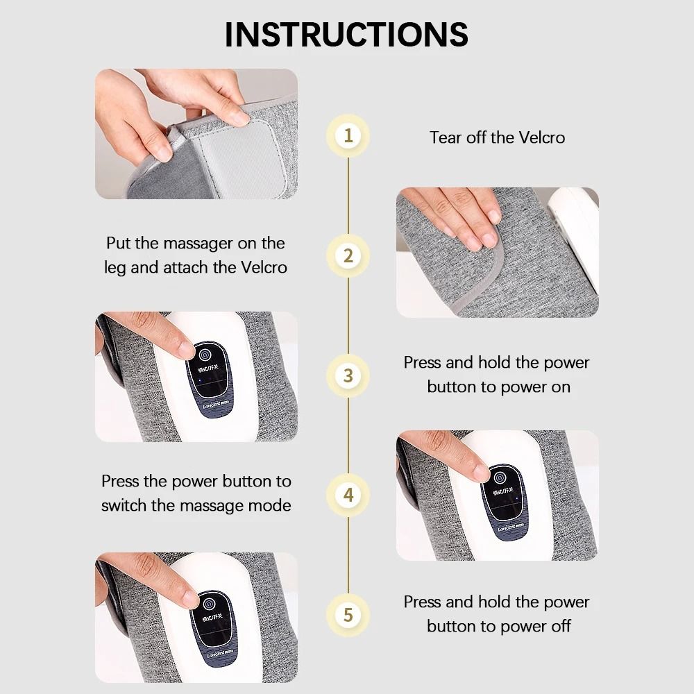 Electric 360 Degree Air Pressure Calf Massager Wireless Leg Compression with 3 Modes