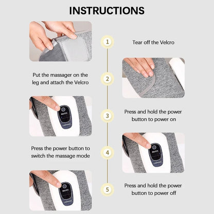 Electric 360 Degree Air Pressure Calf Massager Wireless Leg Compression with 3 Modes