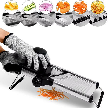 LMETJMA Adjustable Mandoline Slicer – Stainless Steel Vegetable Cutter for Effortless Slicing and Chopping