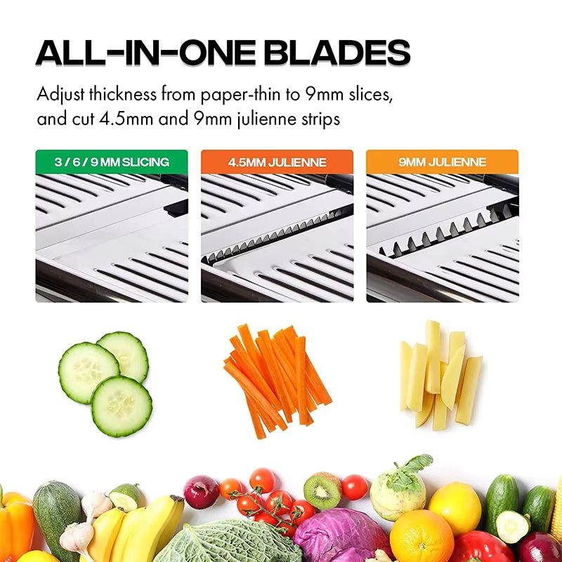 LMETJMA Adjustable Mandoline Slicer – Stainless Steel Vegetable Cutter for Effortless Slicing and Chopping