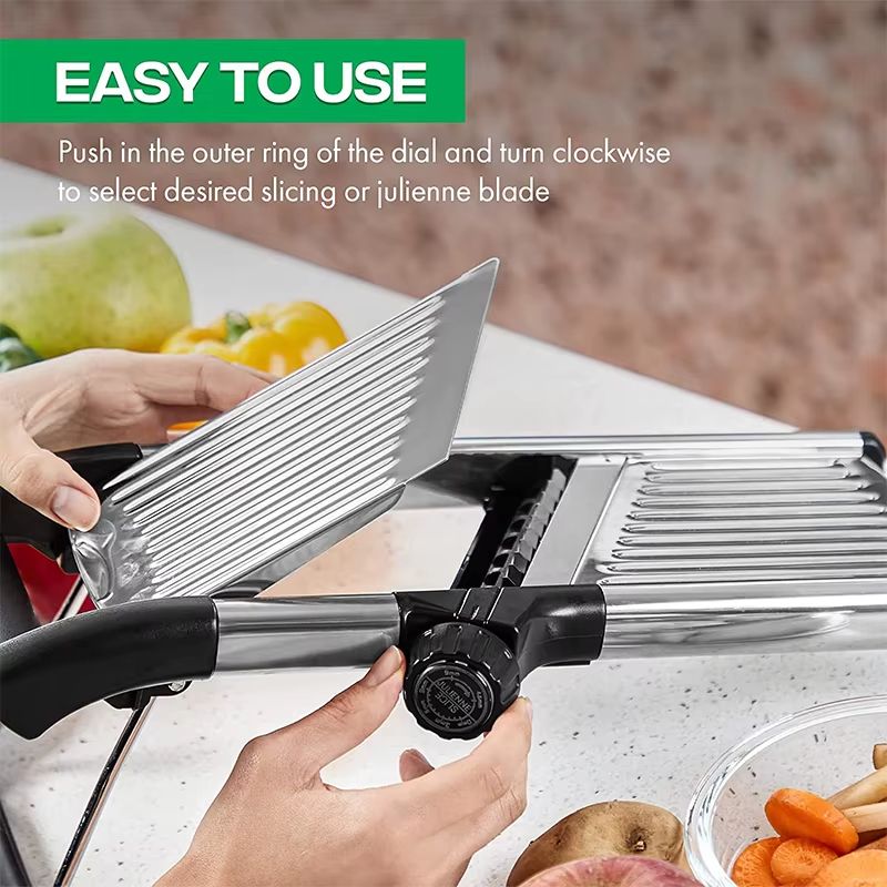 LMETJMA Adjustable Mandoline Slicer – Stainless Steel Vegetable Cutter for Effortless Slicing and Chopping
