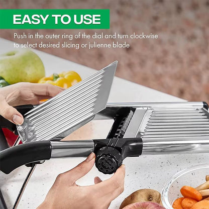 LMETJMA Adjustable Mandoline Slicer – Stainless Steel Vegetable Cutter for Effortless Slicing and Chopping