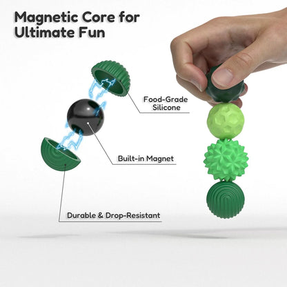 Silicone Magnetic Sensory Fidget Balls Set for Anxiety and Stress Relief
