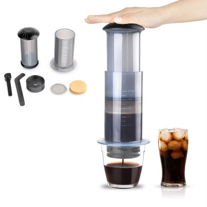 Portable Espresso Coffee Maker – Travel French Press Coffee Pot Compatible with AeroPress & Filter Paper Kit