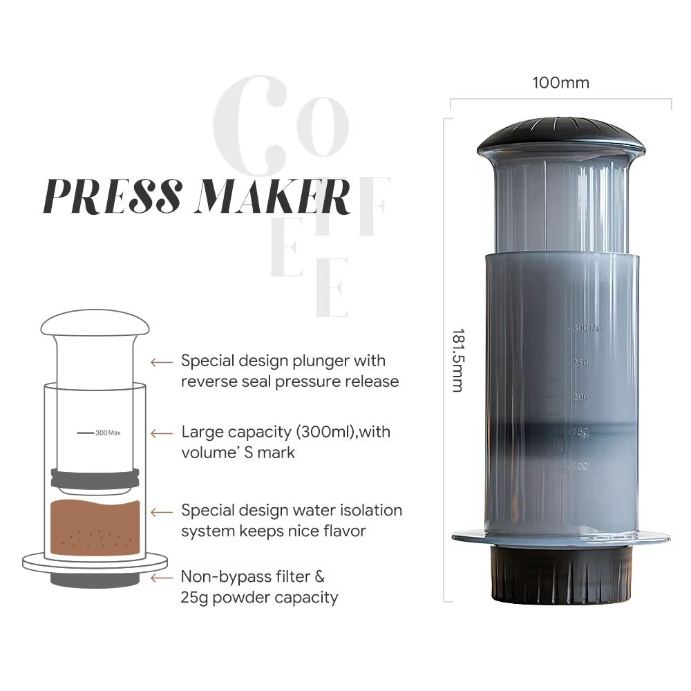 Portable Espresso Coffee Maker – Travel French Press Coffee Pot Compatible with AeroPress & Filter Paper Kit