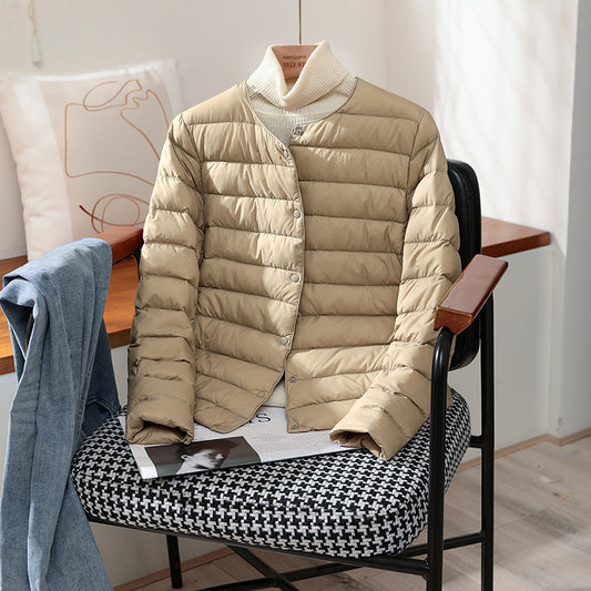 Ultra Lightweight Packable Puffer Coat, Women's Slim Jacket, Warm White Duck Down, Autumn Winter