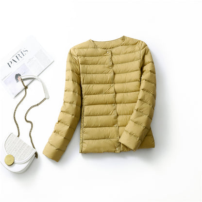 Ultra Lightweight Packable Puffer Coat, Women's Slim Jacket, Warm White Duck Down, Autumn Winter