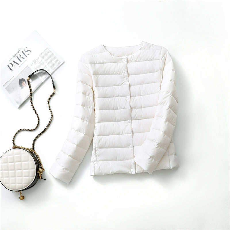 Ultra Lightweight Packable Puffer Coat, Women's Slim Jacket, Warm White Duck Down, Autumn Winter