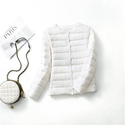 Ultra Lightweight Packable Puffer Coat, Women's Slim Jacket, Warm White Duck Down, Autumn Winter