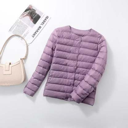 Ultra Lightweight Packable Puffer Coat, Women's Slim Jacket, Warm White Duck Down, Autumn Winter