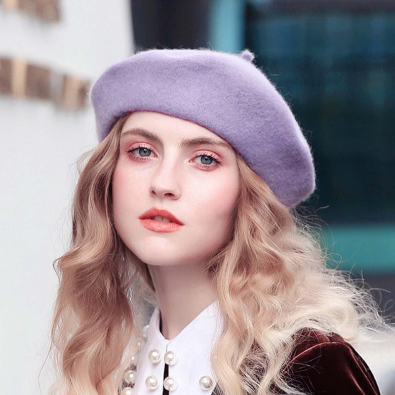 Thick Warm Woolen Beret Hat, Vintage Winter French Artist Cap, Casual Solid Color Beanie, Stylish Black Red Fashion Hat