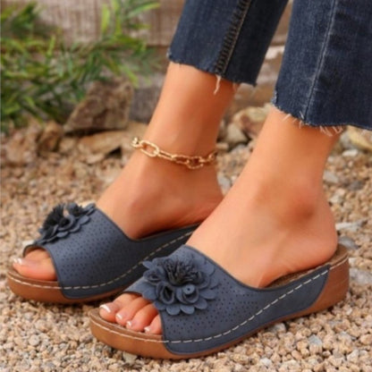 Trendy Woman Sandals Shoes for Summer Parties, Slip-On Wedge Platform Ladies Shoes & Female Slippers