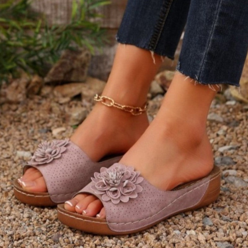 Trendy Woman Sandals Shoes for Summer Parties, Slip-On Wedge Platform Ladies Shoes & Female Slippers