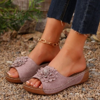Trendy Woman Sandals Shoes for Summer Parties, Slip-On Wedge Platform Ladies Shoes & Female Slippers