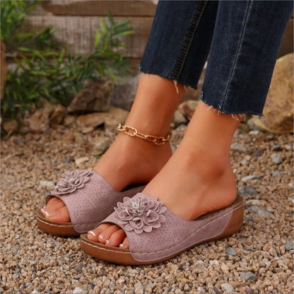 Trendy Woman Sandals Shoes for Summer Parties, Slip-On Wedge Platform Ladies Shoes & Female Slippers