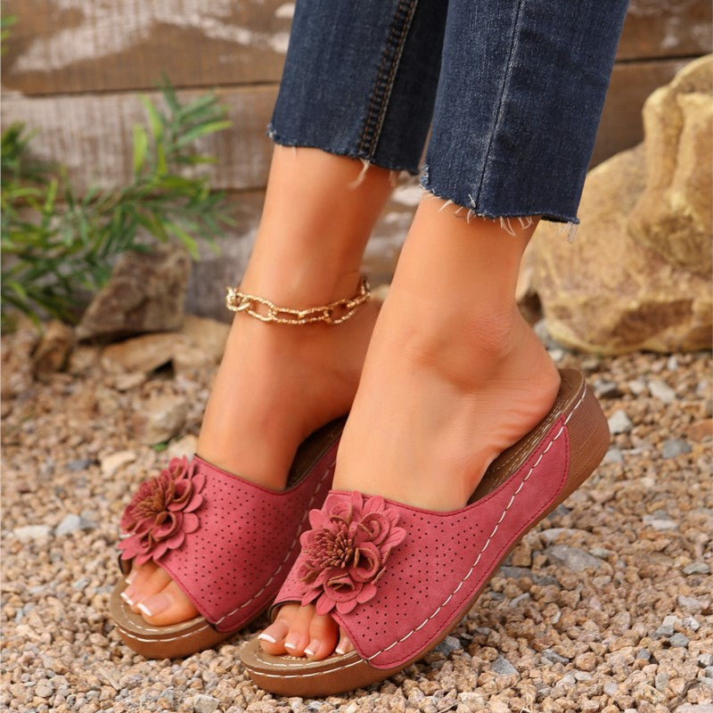 Trendy Woman Sandals Shoes for Summer Parties, Slip-On Wedge Platform Ladies Shoes & Female Slippers