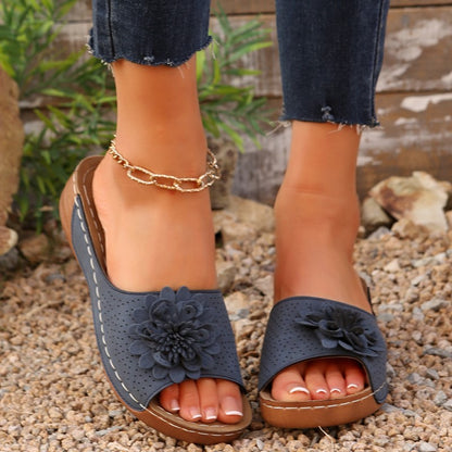 Trendy Woman Sandals Shoes for Summer Parties, Slip-On Wedge Platform Ladies Shoes & Female Slippers