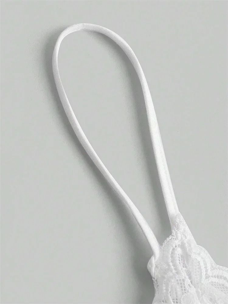 Contrast Lace Bow Front Crop Cami Top for Women