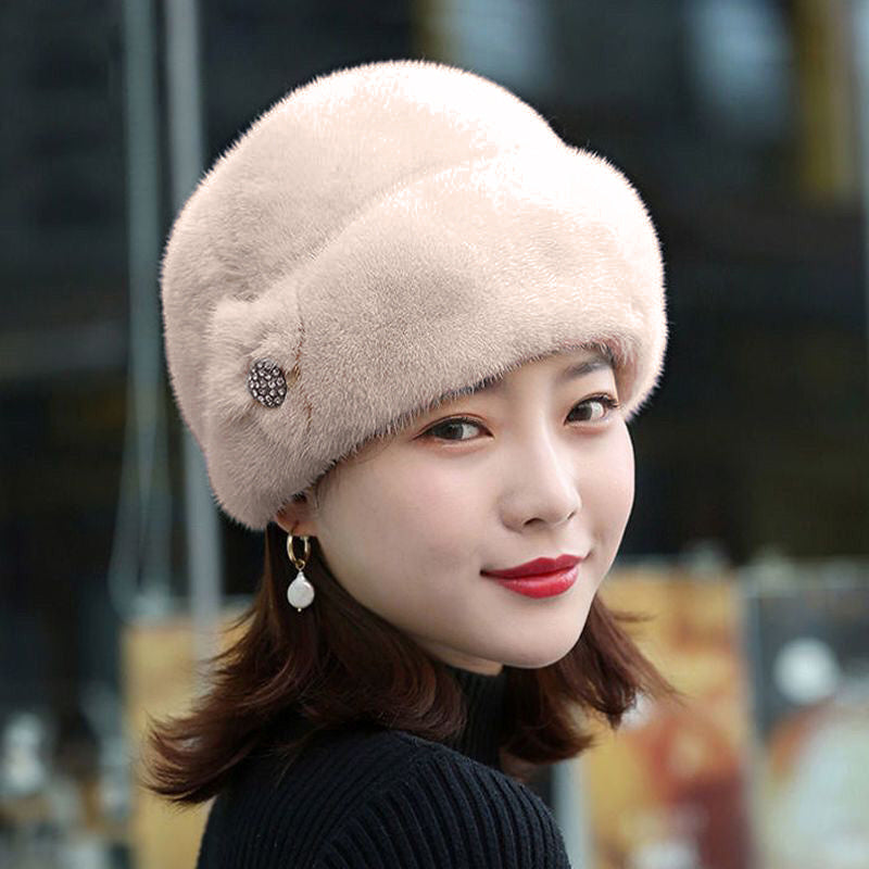 Thickened Warm Solid Color Women Winter Hat, Russian Flower Decor, Elegant Autumn Winter Thermal Cap For Outdoor