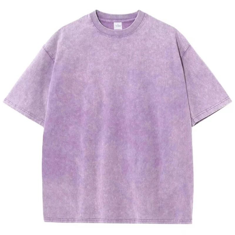 American Style Retro Heavyweight Solid Color Short Sleeve T Shirt for Men and Women