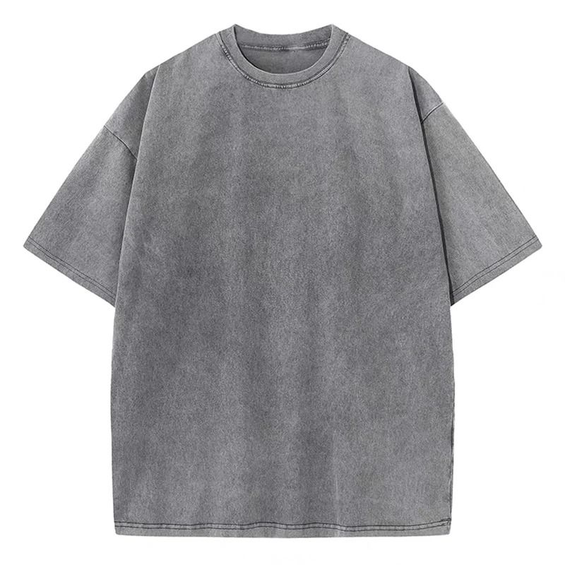 American Style Retro Heavyweight Solid Color Short Sleeve T Shirt for Men and Women