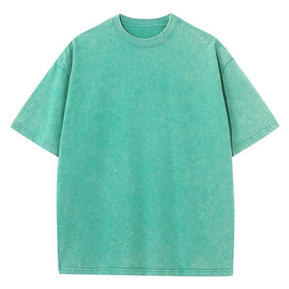 American Style Retro Heavyweight Solid Color Short Sleeve T Shirt for Men and Women