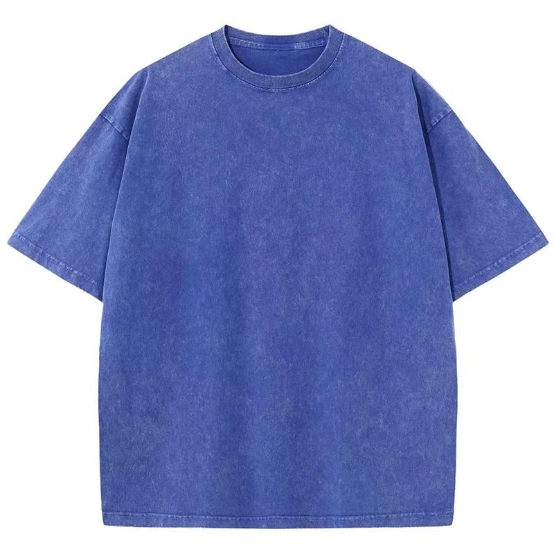 American Style Retro Heavyweight Solid Color Short Sleeve T Shirt for Men and Women