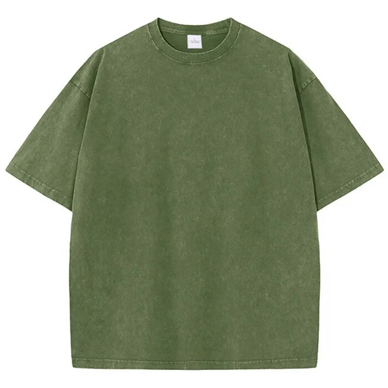 American Style Retro Heavyweight Solid Color Short Sleeve T Shirt for Men and Women
