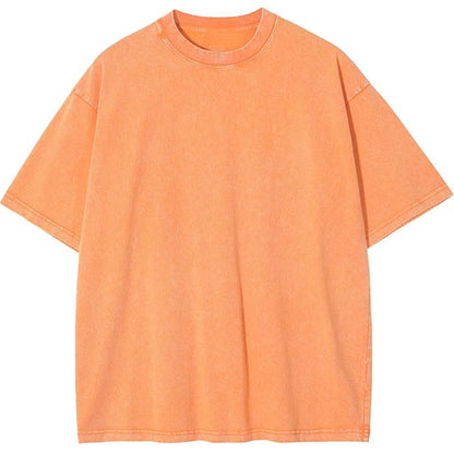 American Style Retro Heavyweight Solid Color Short Sleeve T Shirt for Men and Women