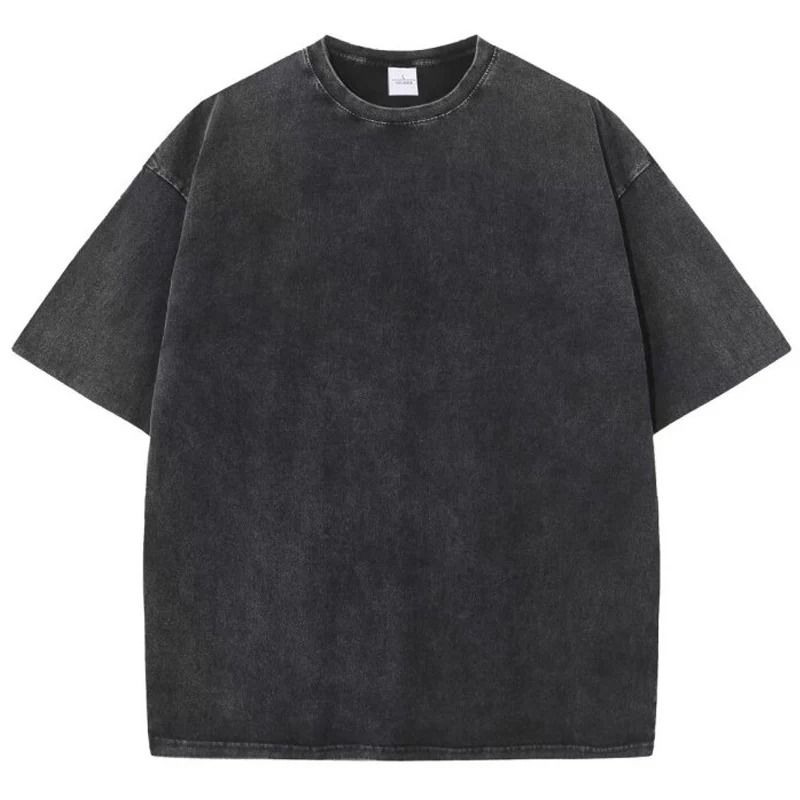 American Style Retro Heavyweight Solid Color Short Sleeve T Shirt for Men and Women