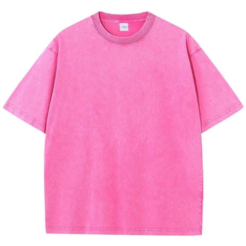 American Style Retro Heavyweight Solid Color Short Sleeve T Shirt for Men and Women