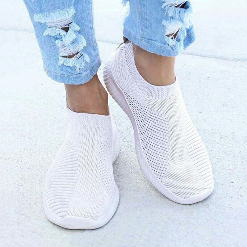 New Casual Womens Sneakers, Lightweight Slip On Breathable Vulcanized Walking Shoes for Ladies