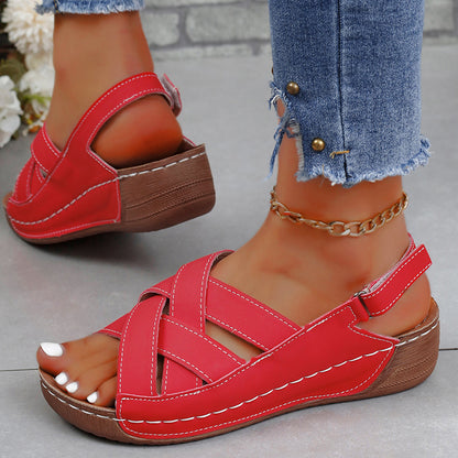 Stylish Woman Wedge Sandals, Summer Plus Size Women's Shoes Party Sandals, Open Toe Comfortable Female Footwear