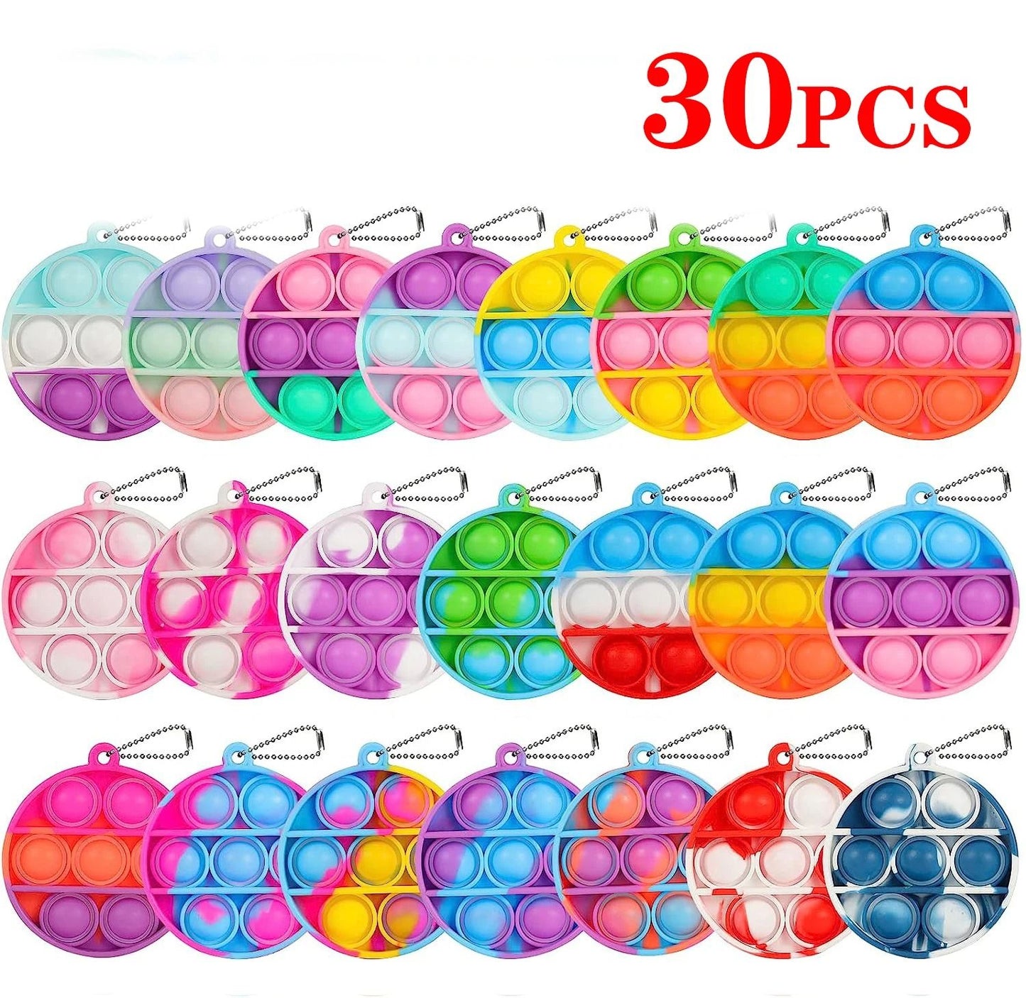 Pop Keychain Fidget Toys Bulk Push Stress Relief Set