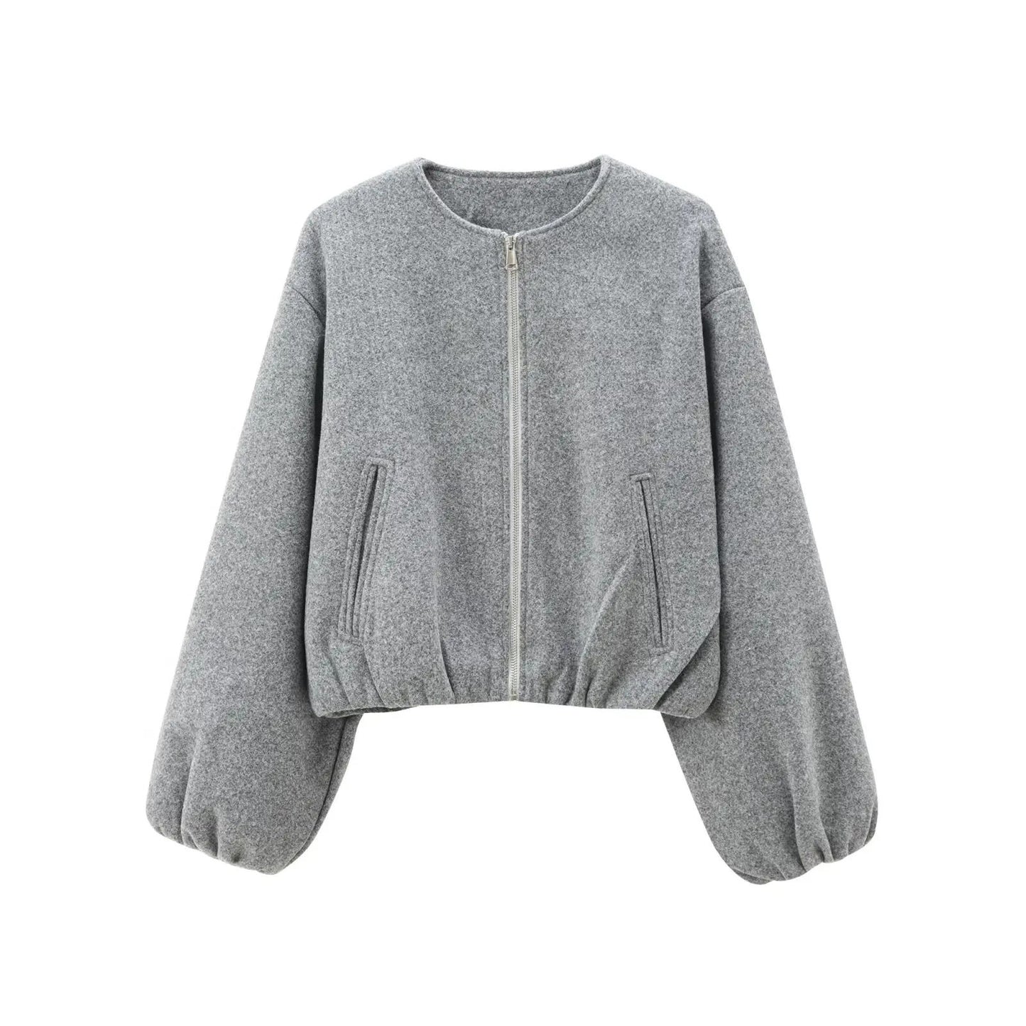 Mujer Red Zipper Bomber Jacket for Women Soft Cropped Sports Outerwear