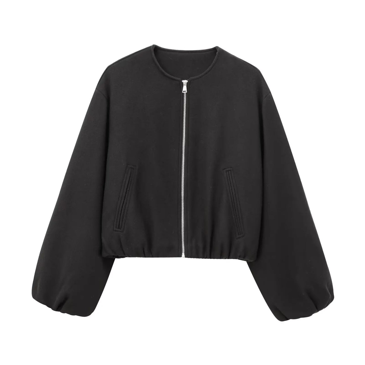 Mujer Red Zipper Bomber Jacket for Women Soft Cropped Sports Outerwear