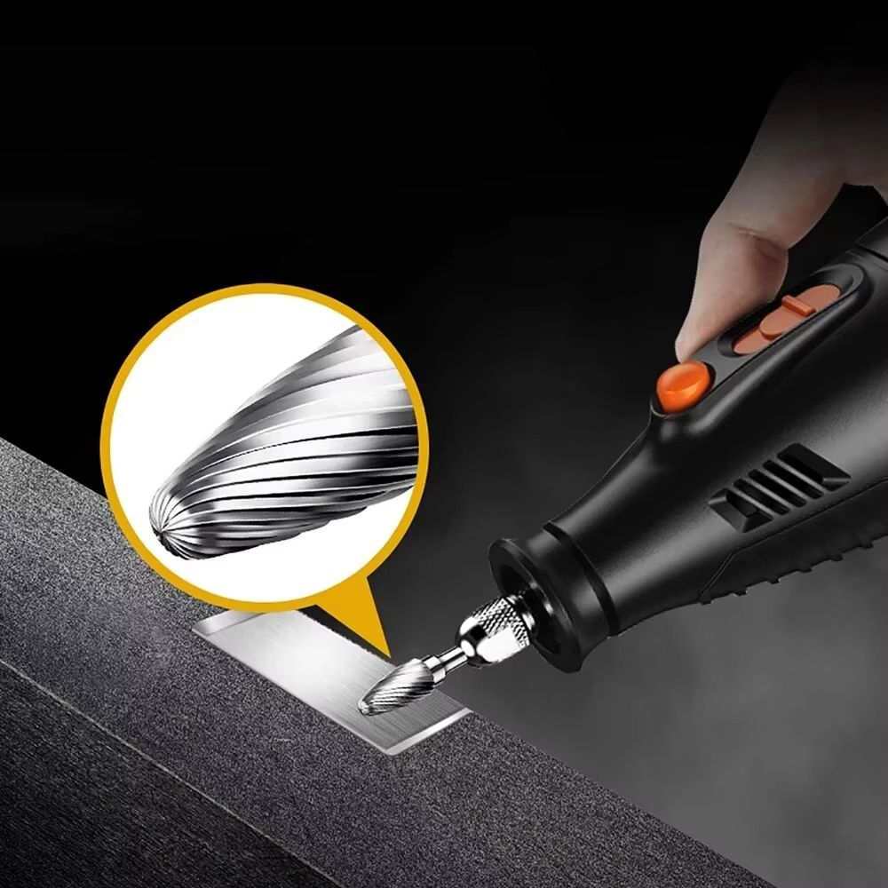 PrecisionPro Tungsten Carbide Rotary Burr Set – 10-Piece Double-Cut Grinding & Carving Tools for Dremel and Electric Rot