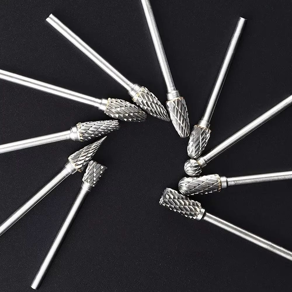 PrecisionPro Tungsten Carbide Rotary Burr Set – 10-Piece Double-Cut Grinding & Carving Tools for Dremel and Electric Rot