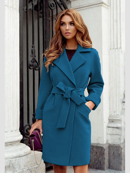 Street Style Women's Winter Coat, Knot Splicing Design, Cotton Wool Blend Tops, Ladies Outwear