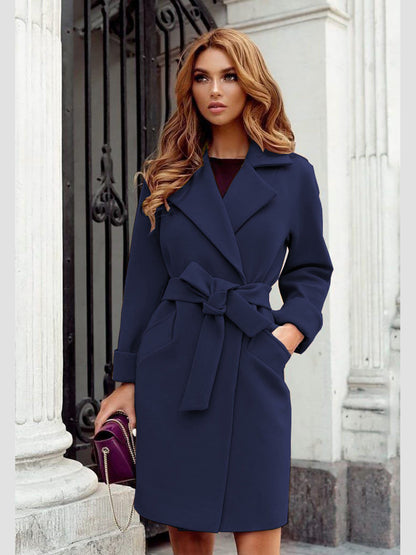 Street Style Women's Winter Coat, Knot Splicing Design, Cotton Wool Blend Tops, Ladies Outwear