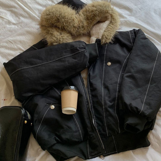 New Winter Puffer Jacket for Women, Warm Parka with Removable Fur Hood, Long Cotton Padded Coat, Insulated Outwear