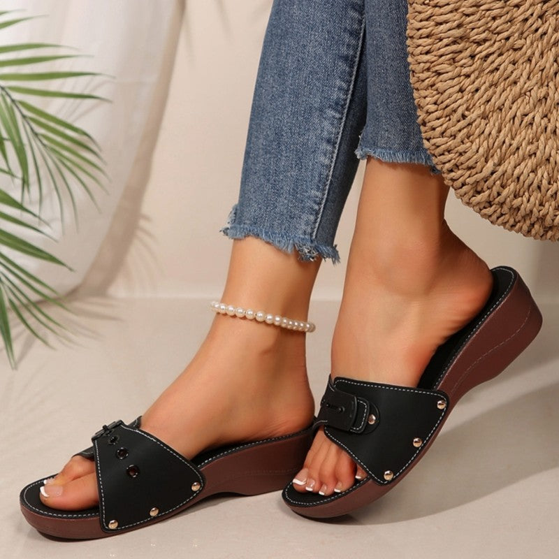 Stylish Summer Sandals for Women, Casual Wedge Slides, Non-Slip Fashion Sandals for Ladies, Lightweight Female Footwear