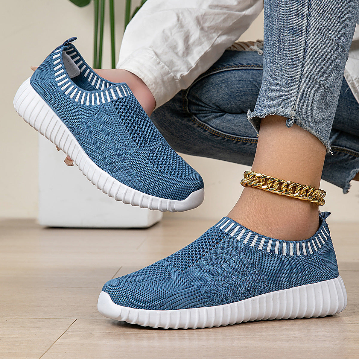Luxury Fashion Sneaker Women Shoes, Breathable Mesh Sock Slip On Sneakers & Stylish Womens Sports Shoes for Everyday