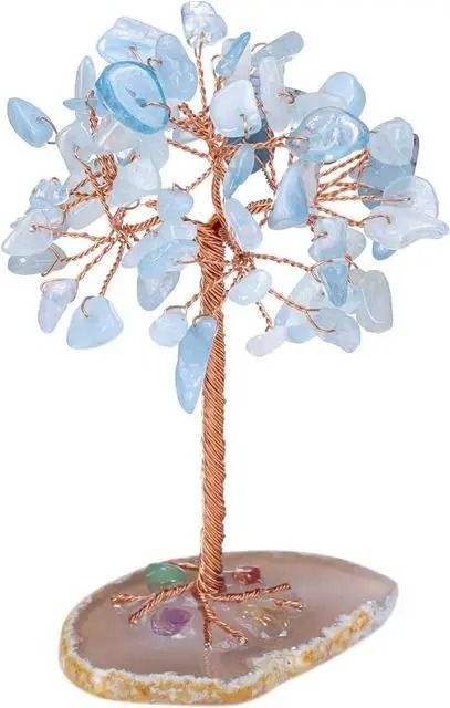 Crystal Money Tree with Agate Base for Home and Office Decoration