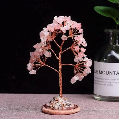 Crystal Money Tree with Agate Base for Home and Office Decoration